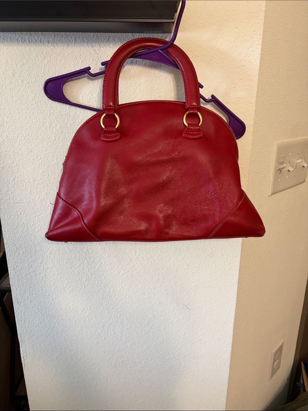 Vintage Celsius Structured Red Leather Hobo Handbag with Gold-Tone Accents